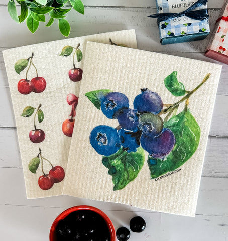 Cherry or Blueberry Swedish Dishcloths